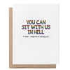 Du kannst dich zu uns in der Hölle setzen LGBTQ+ Coming-Out-Grußkarte by That Queer Card Co