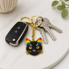 Edler Katzen-Schlüsselanhänger – Gold-Edition mit Regenbogen-Ohren – Exklusives Design aus Deutschland – ProudYou