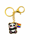 Exklusiver Panda Schlüsselanhänger mit Progress-Flagge – Gold-Edition – LGBTQ+ Pride Accessoire - Love-Union.de
