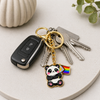 Exklusiver Panda Schlüsselanhänger mit Progress-Flagge – Gold-Edition – LGBTQ+ Pride Accessoire - Love-Union.de