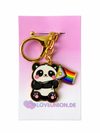 Exklusiver Panda Schlüsselanhänger mit Progress-Flagge – Gold-Edition – LGBTQ+ Pride Accessoire - Love-Union.de