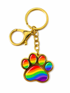 Exklusiver Pfoten Schlüsselanhänger – Regenbogen Pride Edition – Gold-Optik - Love-Union.de