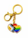 Exklusiver Doppelherz Schlüsselanhänger – Progress-Pride Edition – Offizielles love-union.de Logo-Design in Gold - Love-Union.de