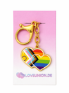 Exklusiver Doppelherz Schlüsselanhänger – Progress-Pride Edition – Gold-Edition – ProudYou