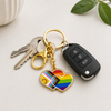Exklusiver Doppelherz Schlüsselanhänger – Progress-Pride Edition – Gold-Edition – ProudYou