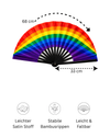 XXL Pride Fächer "Rainbow" – 68 cm Handfächer mit Bambusrippen & lautem Klack-Effekt - love-union.de