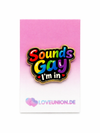 Exklusiver Pin „Sounds Gay I’m In“ – Regenbogen Pride – Gold-Edition - love-union.de